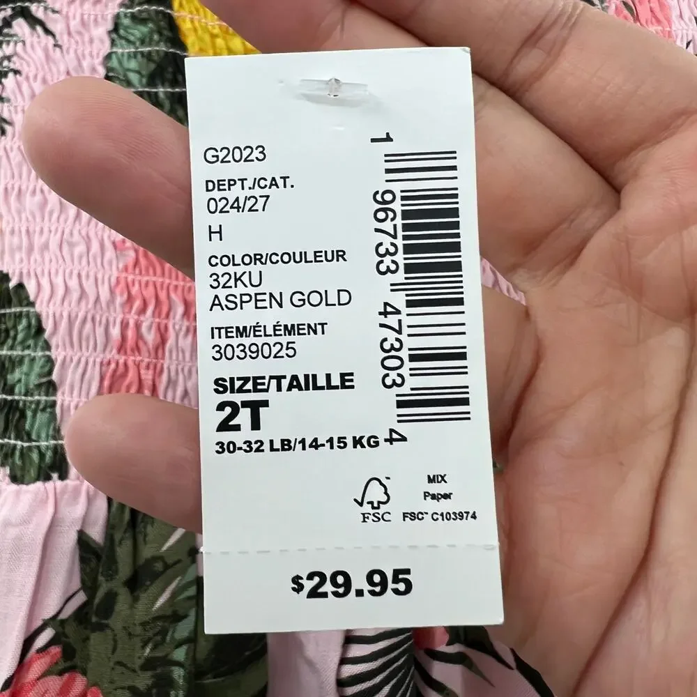 NWT The Children’s Place 2T Pink Gold Floral Pineapple Mommy and Me Dress Hawaii - Picture 7 of 8